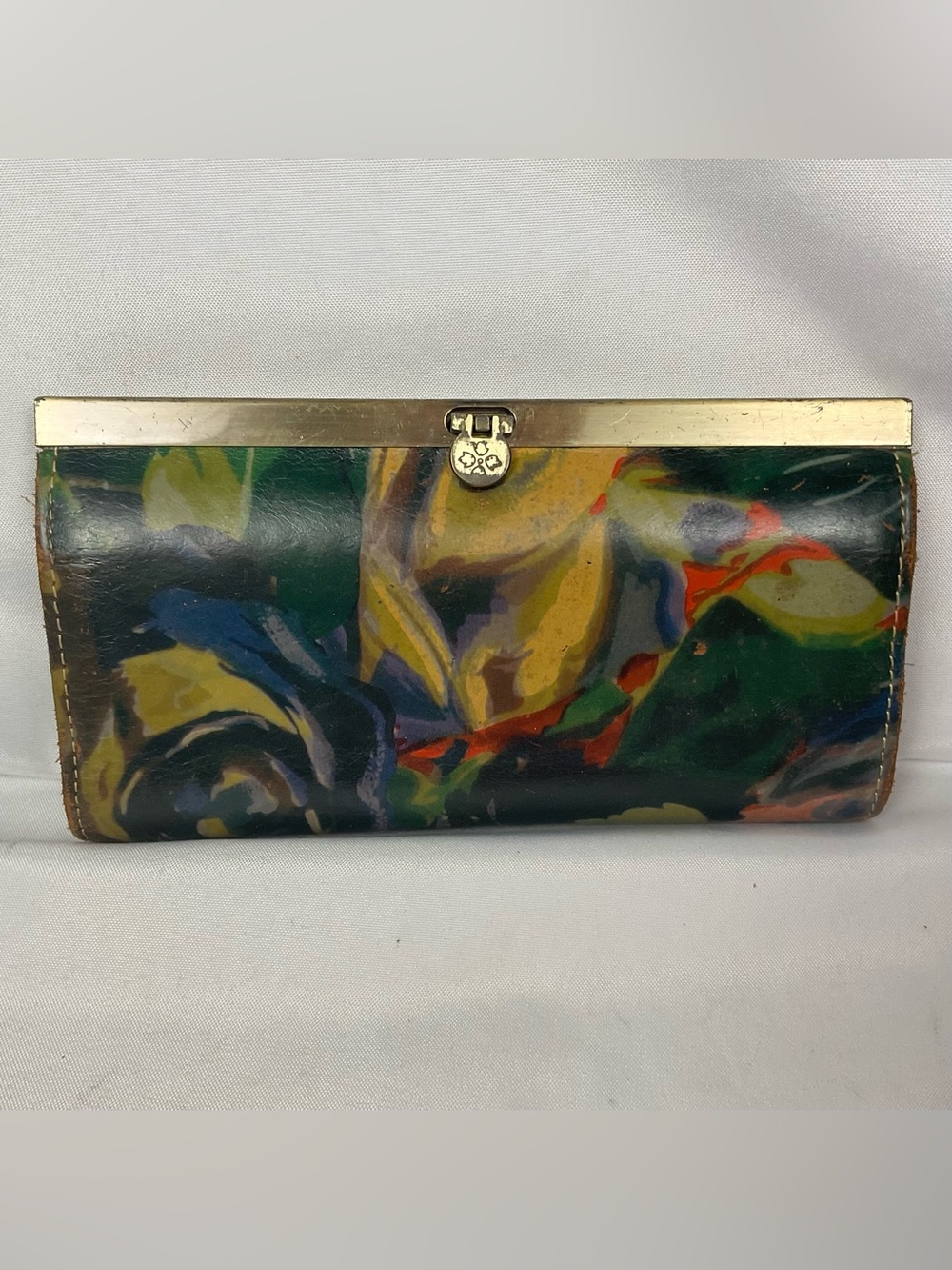 Patricia Nash Winter Bloom Leather Wallet Floral Clutch Retro Flip Clasp